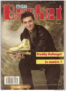 Freddy Hufnagel en une de Maxi Basket en mai 1987 (c) delcampe.com