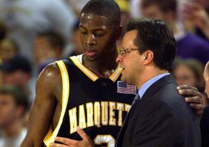 Dwyane Wade et son coach Tom Crean à Marquette (c) DR