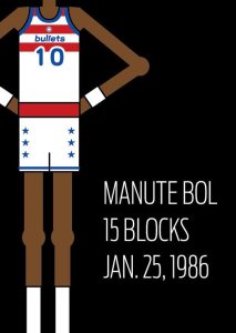 Manute Bol - 15 contres avec les Bullets (c) Twitter