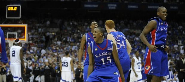 La joie de Mario Chalmers et de ses coéquipiers, vainqueur de la finale NCAA 2008 (c) DR
